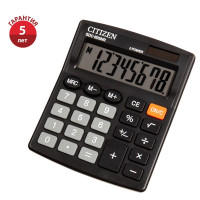 Калькулятор настольный Citizen SDC-805NR, 8 разр., двойное питание, 105*120*21мм, черный