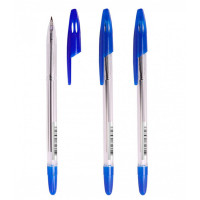 Ручка шариковая Стамм '555' синяя, 0,7мм, прозрачный корпус, 50 шт/в уп