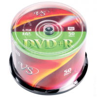 Диски DVD+R VS, 4,7Gb, 16x, 50 шт., Cake Box, VSDVDPRCB5001, комплект 50 шт