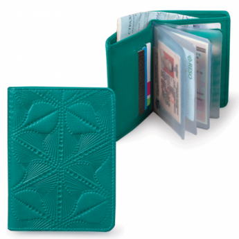 Бумажник водителя FABULA "Abstraction", натуральная кожа, тиснение, 6 пластиковых карманов, зеленый,