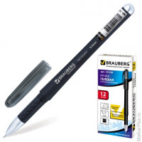 Ручка гелевая BRAUBERG 'Impulse', корпус черный, игольчатый пишущий узел 0,5 мм, резиновый держатель, черная, 141183