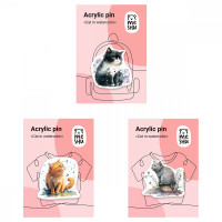 Набор акриловых значков MESHU 'Cats in watercolor', прямая УФ-печать, 3шт.