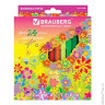Фломастеры BRAUBERG "Blooming flowers", 24 цвета, вентилируемый колпачок, картонная упаковка с радужной фольгой, 150562