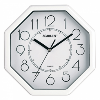 Часы настенные SCARLETT SC-16D восьмигранник, белые, белая рамка, плавный ход, 26,1x26,1х4,2 см, SC 