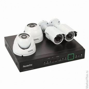 Комплект видеонаблюдения FALCON EYE FE-104D KIT "Офис", 4-х канальный, аналоговый регистратор, 2 ули
