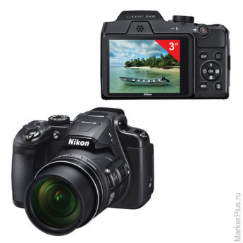 Фотоаппарат компактный NIKON CoolPix B500, 16 Мп, 40x zoom, 3" ЖК-монитор, Full HD, Wi-Fi, NFC, черн