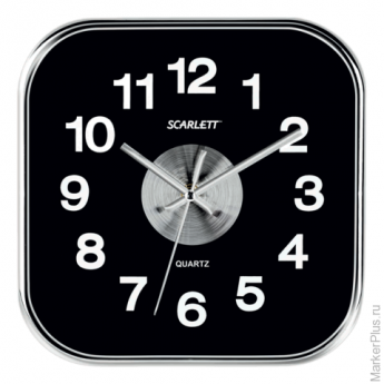 Часы настенные SCARLETT SC-WC1005O квадратные, черные, плавный ход, 25x25x4 см, SC - WC1005O