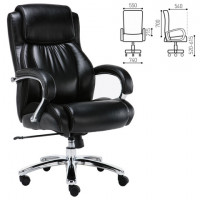 Кресло офисное BRABIX Status HD-003, НАГРУЗКА до 250 кг, рециклированная кожа, хром,
