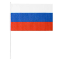 Флаг России 30х45см 12шт/уп пластик.флагшток, искусств.шелк МС-3787, комплект 12 шт