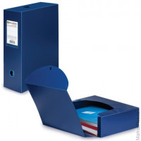 Короб архивный (330х245 мм), 100 мм, пластик, разборный, до 900 листов, синий, 0,9 мм, BRAUBERG 'Energy', 235375