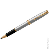 Ручка-роллер Parker 'Sonnet Stainless Steel GT' черная, 0,8мм, подар. уп.