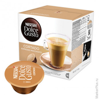 Капсулы для кофемашин NESCAFE Dolce Gusto "Cortado", натуральный кофе эспрессо с молоком, 16 шт. х 6