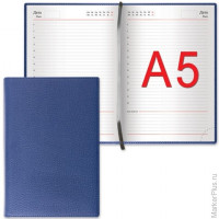 Ежедневник недатированный А5 138х213 мм BRAUBERG 'Favorite' под кожу, 160 л., темно-синий, 123396