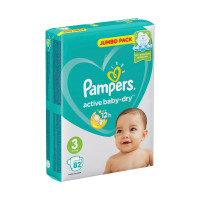 Подгузники Pampers 'Active Baby', миди (6-10 кг), 82шт+ Premium миди(6-11кг), комплект 82 шт