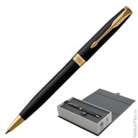 Ручка шариковая PARKER 'Sonnet Core Matt Black GT', корпус черный матовый лак, позолоченные детали, черная, 1931519
