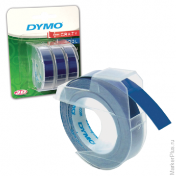 Картридж для принтеров этикеток DYMO Omega, 9 мм х 3 м, белый шрифт, синий фон, комплект 3 шт., S084