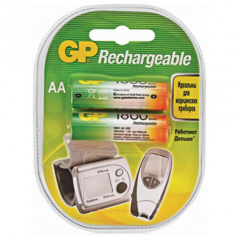 Батарейки аккумуляторные GP, АА, Ni-Mh, 1800mAh, 2 шт, в блистере, 180AAHC-2DECRC2, комплект 2 шт