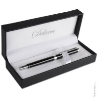 Ручка-роллер 'Delucci' черная, 0,6мм, корпус черный/хром, подар.уп.