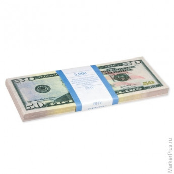 Деньги шуточные "50 долларов", упаковка с европодвесом, AD0000014