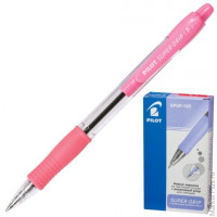 Ручка шариковая масляная автоматическая с грипом PILOT 'Super Grip', СИНЯЯ, розовые детали, линия письма 0,32 мм, BPGP-10R-F