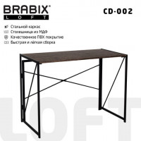 Стол на металлокаркасе BRABIX 'LOFT CD-002' (ш1000*г500*в750мм), складной, цвет морёный дуб, 641212