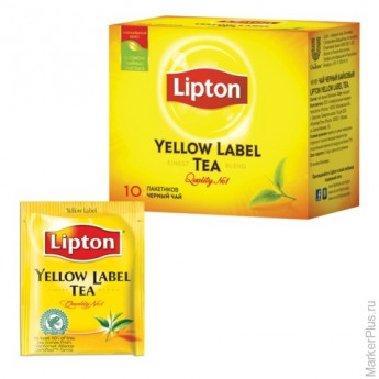 Чай LIPTON (Липтон) "Yellow Label", черный, 10 пакетиков с ярлычками по 2 г, 65414860