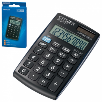 Калькулятор CITIZEN карманный SLD-377BP, 10 разрядов, двойное питание, 105х64 мм