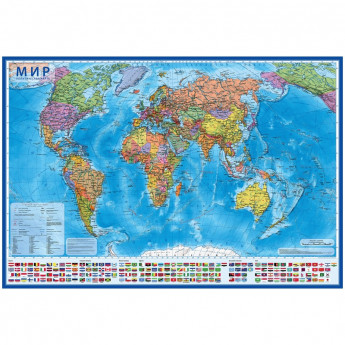 Карта 'Мир' политическая Globen, 1:32млн., 1010*700мм, интерактивная, европодвес