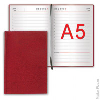 Ежедневник недатированный А5 138x213 мм BRAUBERG 'Profile' балакрон, 136 л., красный, 123427