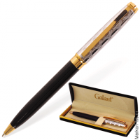 Ручка подарочная шариковая GALANT 'Consul', корпус черный с серебристым, золотистые детали, пишущий узел 0,7 мм, синяя, 140963