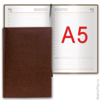 Ежедневник недатированный А5 138x213 мм BRAUBERG 'Profile' балакрон, 136 л., коричневый, 123428