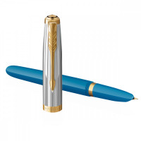 Ручка перьевая Parker '51 Turquoise GT' темно-синяя, 0,8мм, подарочная упаковка