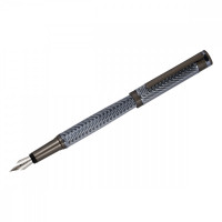 Ручка перьевая Delucci 'Stellato' черная, 0,8мм, корпус серебро/хром, подарочный футляр