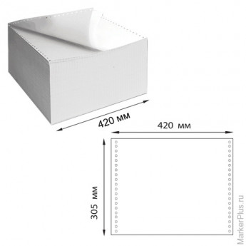 Бумага самокопирующая с перфорацией белая, 420х305 мм (12'), 2-х слойная, 900 комплектов, белизна 90%, DRESCHER, 110758