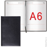 Ежедневник недатированный МАЛЫЙ ФОРМАТ А6 (100х150 мм) BRAUBERG 'Select', балакрон, 160 л., черный, 123480