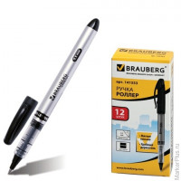 Ручка-роллер BRAUBERG 'Control', корпус серебристый, толщина письма 0,5 мм, черная, 141553