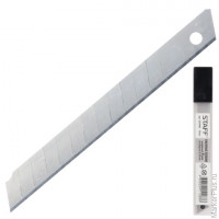 Лезвия для ножей 9 мм КОМПЛЕКТ 10 ШТ., толщина лезвия 0,38 мм, в пластиковом пенале, STAFF 'Basic', 235465, комплект 10 шт