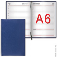 Ежедневник недатированный МАЛЫЙ ФОРМАТ А6 (100х150 мм) BRAUBERG 'Select', балакрон, 160 л., темно-синий, 123481