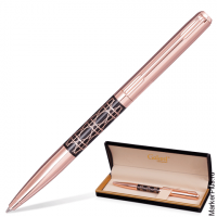 Ручка подарочная шариковая GALANT 'Interlaken', корпус золотистый с черным, золотистые детали, пишущий узел 0,7 мм, синяя, 141663