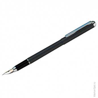Ручка перьевая Berlingo "Silver Prestige" синяя, 0,8мм, корпус черный/хром, пластик. футляр