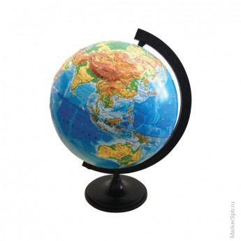 Глобус физический рельефный Глобусный мир, 32см, на круглой подставке