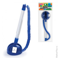 Ручка шариковая настольная BEIFA (Бэйфа) 'СТОППЕН', на липучке, корпус прозрачный/синий, 0,7 мм, синяя, AP8863-BL