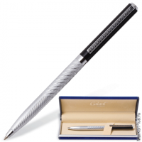 Ручка подарочная шариковая GALANT 'Landsberg', корпус серебристый с черным, хромированные детали, пишущий узел 0,7 мм, синяя, 141013