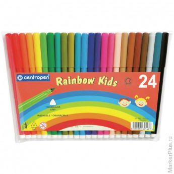 Фломастеры 'Rainbow Kids', 24цв., ПВХ, 2 шт/в уп