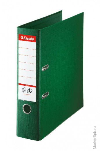 Папка-регистратор Esselte "Standard Plus", 80мм, полипропилен, нижний метал. кант, зеленая