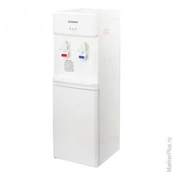 Кулер для воды SONNEN FS-03, напольный, нагрев/компрессорное охлаждение, шкаф, 2 крана, белый, 45242