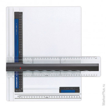 Доска чертежная STAEDTLER (Штедлер), формат А4, с рейсшиной, пластик, нескользящие резинов