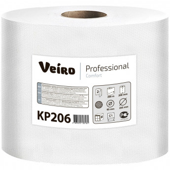 Полотенца бумажные VEIRO Professional Comfort с ЦВ, 2сл, 200м/рул, белые, 6 шт/в уп
