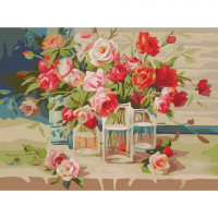 Картина по номерам 40х50 см, ОСТРОВ СОКРОВИЩ 'Свежесть роз', на подрамнике, акриловые краски, 3 кисти, 662465