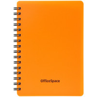 Записная книжка А6 60л. на гребне OfficeSpace 'Neon', оранжевая пластиковая обложка, 3 шт/в уп